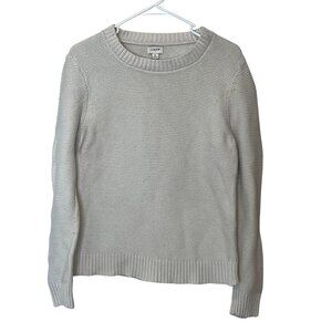 J.Crew Womens Medium Ivory Knit Cotton Blend Crewneck Sweater